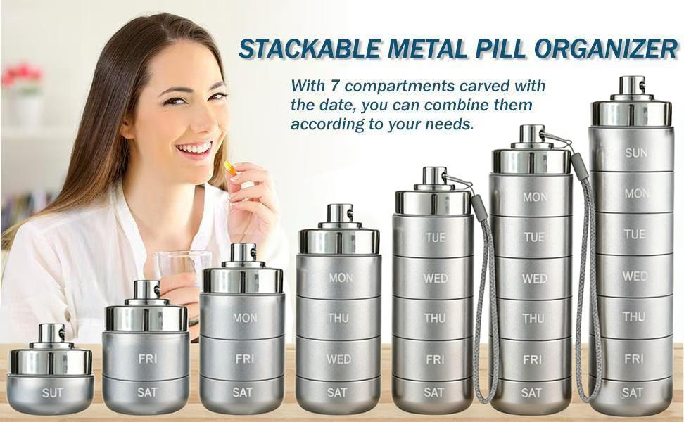 ๐ LIMITED OFFER 50% OFF โ Shop Now! ๐งณ๐Metal Travel Pill Organizer