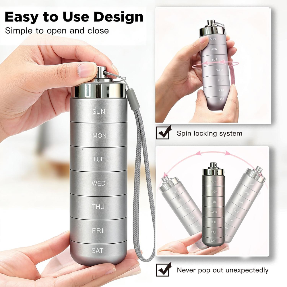 ๐ LIMITED OFFER 50% OFF โ Shop Now! ๐งณ๐Metal Travel Pill Organizer