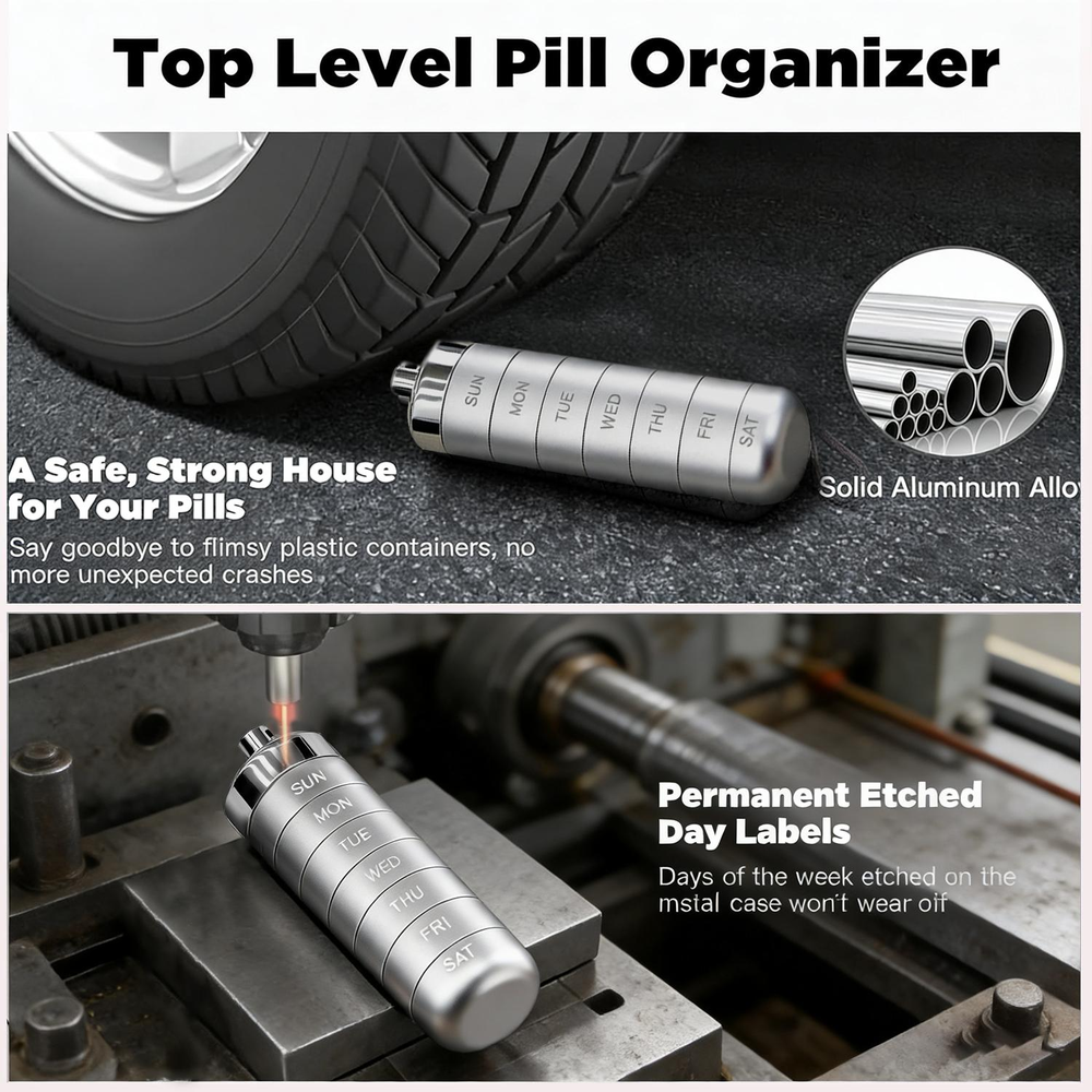 ๐ LIMITED OFFER 50% OFF โ Shop Now! ๐งณ๐Metal Travel Pill Organizer