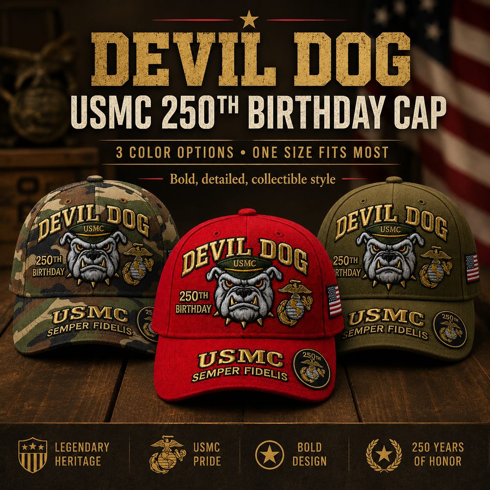 🔥 Father’s Day Sale - ❤️Handmade Devil Dog USMC 250th Birthday Commemorative Cap US
