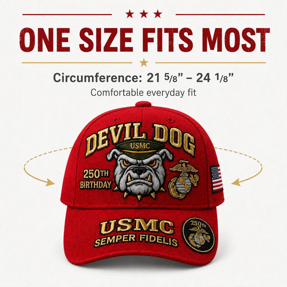 🔥 Father’s Day Sale - ❤️Handmade Devil Dog USMC 250th Birthday Commemorative Cap US
